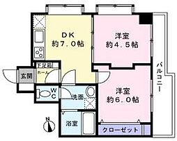 ライオンズマンション西早稲田 2DKの間取図画像