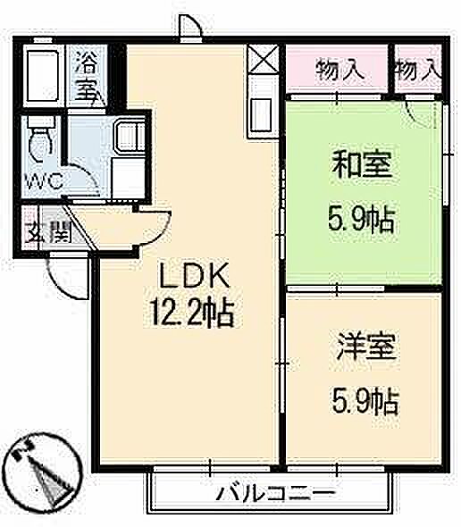 キャトルセゾン　A棟 ｜鳥取県鳥取市的場２丁目(賃貸アパート2LDK・2階・50.78㎡)の写真 その2