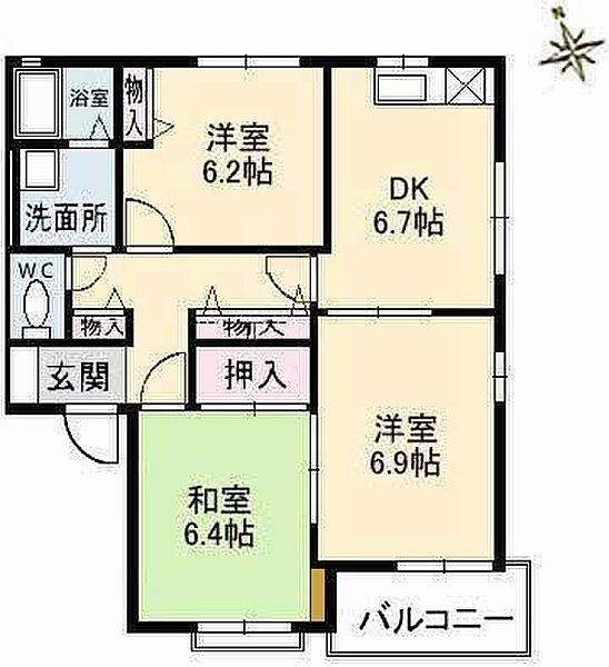 ブランネージュ3 ｜鳥取県鳥取市田島(賃貸アパート3DK・1階・63.11㎡)の写真 その2