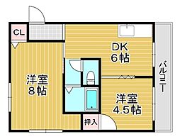 ロイヤルハイツ 2DKの間取図画像