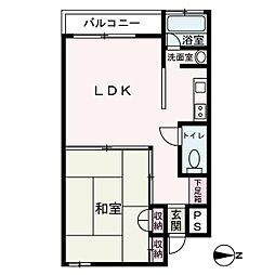 ヴィラ椿二号館 1LDKの間取図画像