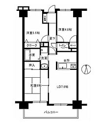 シャルマンフジ岩出参番館 3LDKの間取図画像