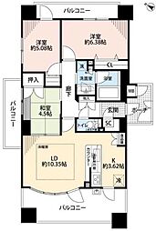 アリストタワー和歌山シティ 3LDKの間取図画像