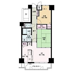 クローバーハイツ岩出 2LDKの間取図画像