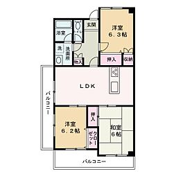 パレ・ロワイヤル吉田 3LDKの間取図画像