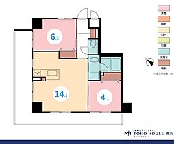 マイキャッスル・ラルジュ横浜西 2LDKの間取図画像