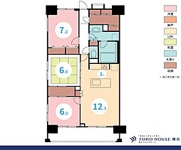 ライフレビュー横濱関内スクエア 3LDKの間取図画像