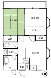 エターナル錦 2DKの間取図画像