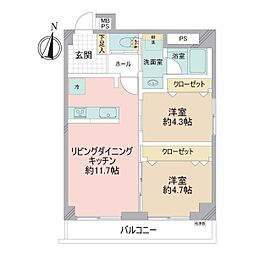 ゾンネンハイム牛込 2LDKの間取図画像