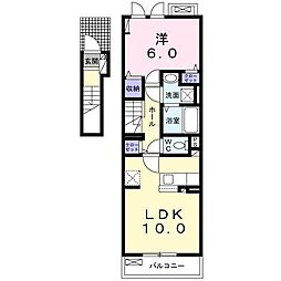 ひまわりC 2階1LDKの間取り
