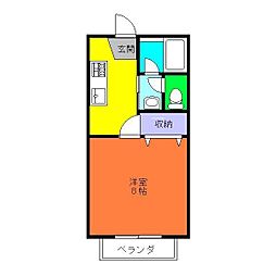 メゾンベリーファーム 1階1Kの間取り