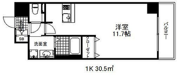 プレサンス三宮フラワーロード ｜兵庫県神戸市中央区浜辺通６丁目(賃貸マンション1K・6階・30.50㎡)の写真 その2