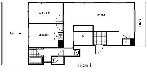 ルーチェ篠原北町 ｜兵庫県神戸市灘区篠原北町２丁目(賃貸マンション2LDK・5階・69.24㎡)の写真 その2