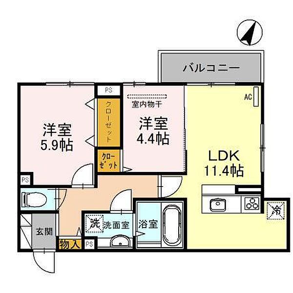 高倉山フラッツ ｜兵庫県神戸市須磨区高倉町１丁目(賃貸アパート2LDK・3階・53.30㎡)の写真 その2