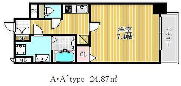 レゲスタ兵庫リバージュ ｜兵庫県神戸市兵庫区本町１丁目(賃貸マンション1K・4階・24.56㎡)の写真 その2