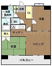エスポワール宮崎県庁通り 3Kの間取図画像