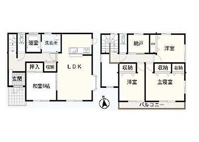 間取り：土地面積192.84平米　建物面積121.50平米