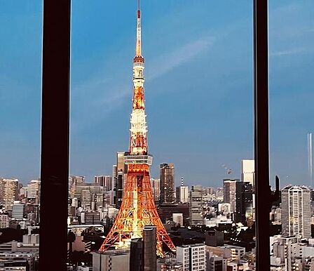 まさに感動レベル。東京タワーを、ここまで美しく望む眺望。さらに、東京湾とお台場まで見渡す開放感あふれるパノラマが広がります。