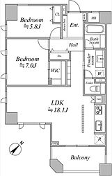ピアース東京インプレイス 2LDKの間取図画像