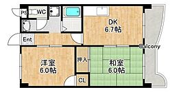 アスカハイツ 2DKの間取図画像