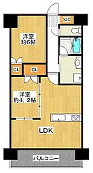 アービング荒本駅前通り 2LDKの間取り