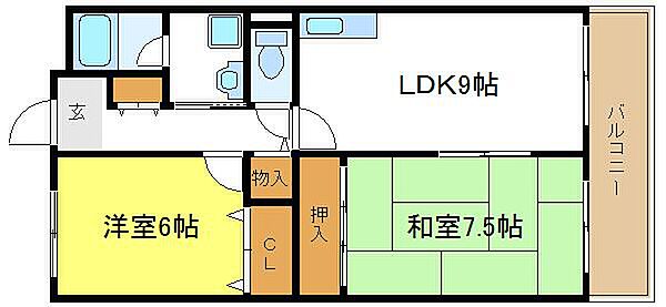 メゾンアール ｜大阪府大阪市平野区長吉長原４丁目(賃貸マンション2LDK・5階・55.00㎡)の写真 その2