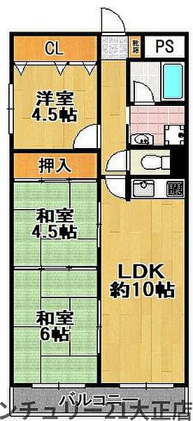 ドエル大正 ｜大阪府大阪市大正区小林東３丁目(賃貸マンション3LDK・2階・61.60㎡)の写真 その2