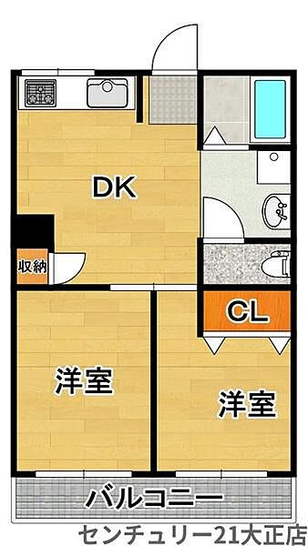 川忠ビル ｜大阪府大阪市大正区平尾４丁目(賃貸マンション2LDK・5階・46.00㎡)の写真 その2