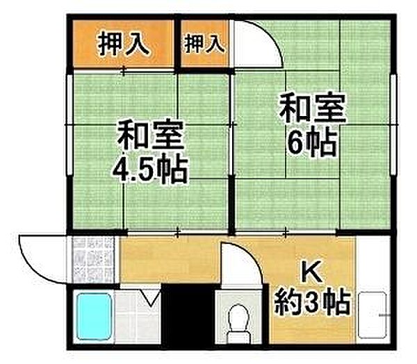 坂田マンション ｜大阪府大阪市大正区南恩加島５丁目(賃貸マンション2K・3階・28.00㎡)の写真 その2