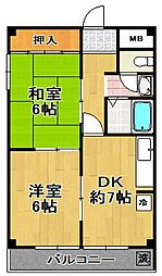 メゾンド・森 2DKの間取図画像