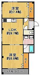 ソリッドウェーブ 2LDKの間取図画像