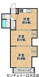 ウエーブ平尾 2DKの間取図画像