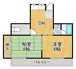 広瀬ハイツ 2DKの間取図画像