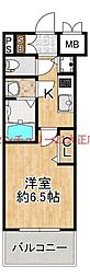 レジュールアッシュ アーバンリッシュ 1Kの間取図画像