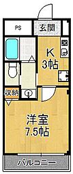 ESPOIR北村 1Kの間取図画像
