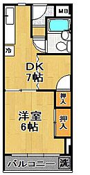 グリーンパークハイツ 1DKの間取図画像