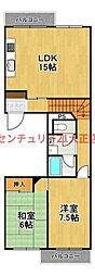 天保山第五コーポ1号棟 2LDKの間取図画像