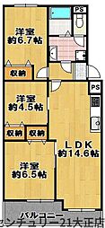 千島第1コーポ1号棟 3LDKの間取図画像