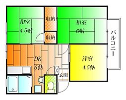 ファミール林B 3DKの間取図画像