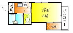 ロイヤルシャトー藤井寺2 ワンルームの間取図画像