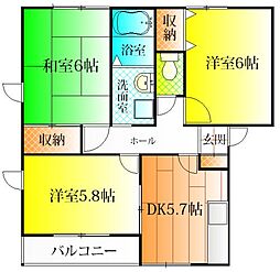 コートグランメールC棟 3DKの間取図画像