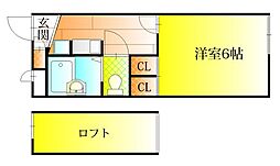 レオパレスエンジェルス 1Kの間取図画像