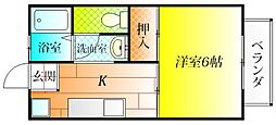 ハイツみささぎ 1Kの間取図画像