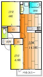メゾン・ハルモニアW-room 2LDKの間取図画像