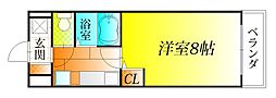 サニーコート太子 1Kの間取図画像