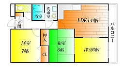 ネオ・シティ道明寺 3LDKの間取図画像