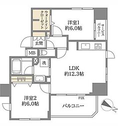 N.E.レジデンス 2LDKの間取図画像