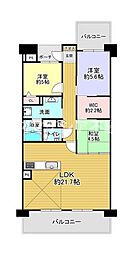 リバティパーク枚方B棟 3LDKの間取り