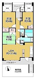 イトーピア香里園ヴァル・コート 3LDKの間取図画像