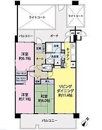 プライディア新狭山 3LDKの間取図画像